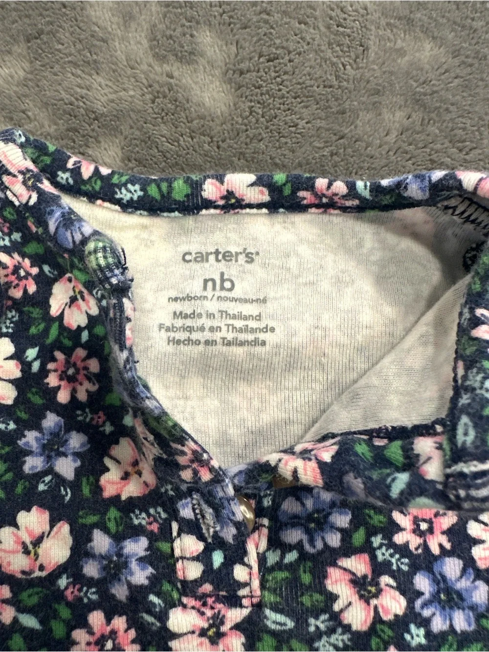 Carter's Navy Floral & Graphic bodysuit - Pink Flower Accent